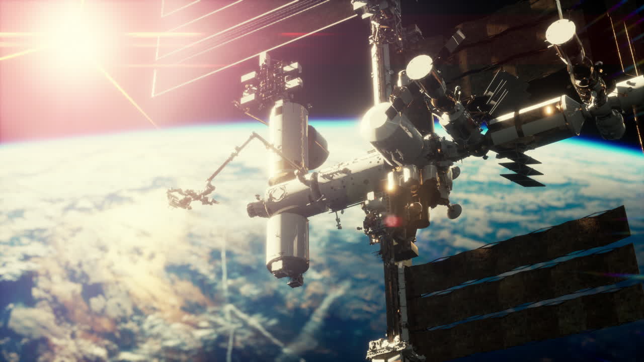 estación espacial internacional en el espacio ultraterrestre sobre la órbita del planeta tierra