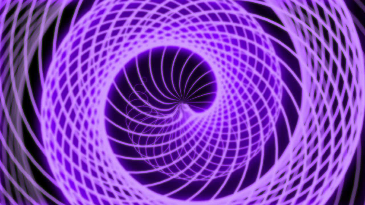 Animation of abstract geometric shapes.  A background full of imagination and creativity. The background is black. The color is purple.