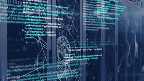 animation of data processing over server room