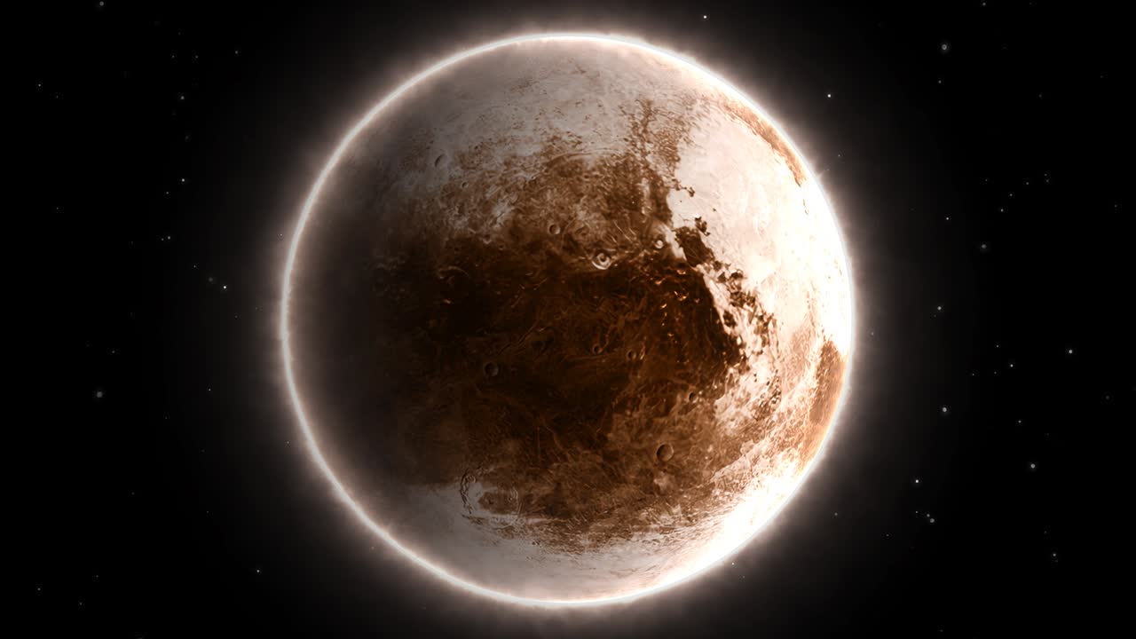 прекрасный вид планеты плутон из космоса, временный лапсес и звезды - 4k бесперебойная цикла движения фоновой анимации