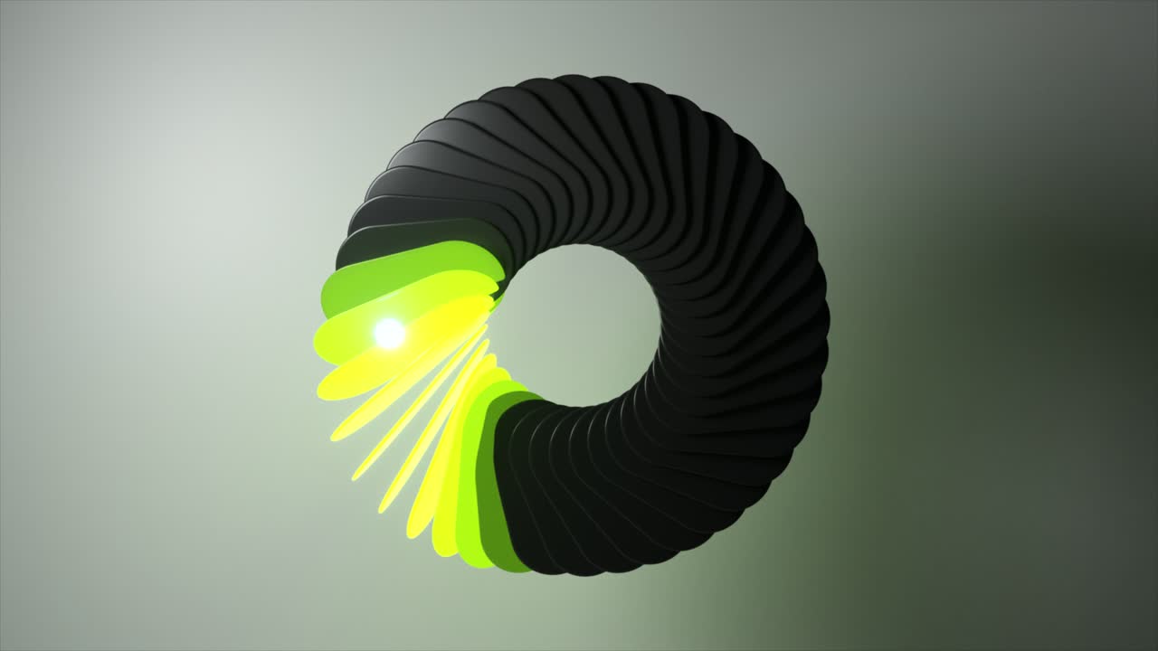 Rotating Abstract Geometric Ring with Neon Light