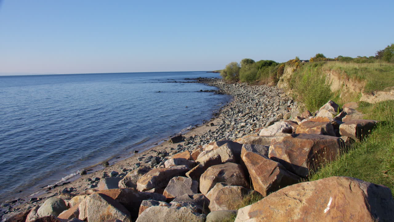 Extra Wide shot of the rocky Shoreline at Pen-y-chain, Pwllheli