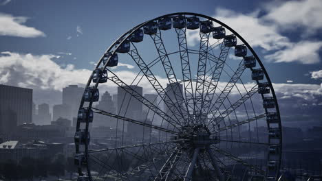 ferris wheel against city skyline