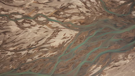 aerial view of a braided river in a desert landscape