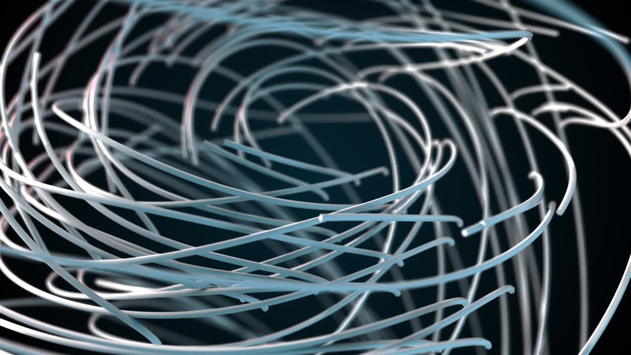 Plexus of random splines, computer generated. 3d rendering of technical background