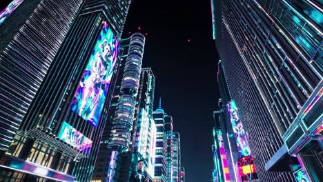 night city skyline with digital billboards