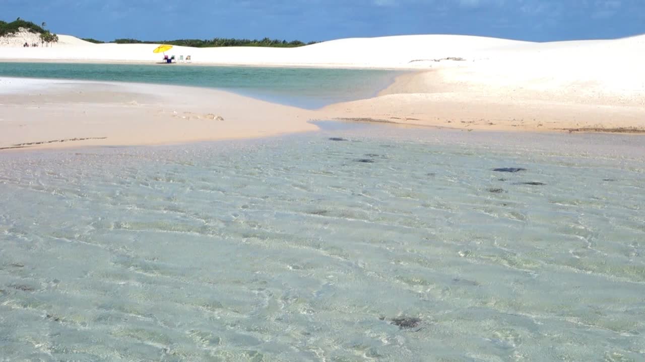 Lençóis Maranhenses National Park .Route of emotions in the northeast of Brazil.Travel through unique white sand dunes and rainwater lagoons in  National Park in Brazil. 4K, ultra high definition