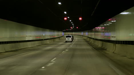 pov car driving through a long tunnel, sydney australia