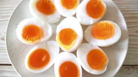 soft boiled eggs on plate