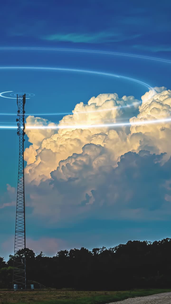 torre de telecomunicaciones bajo un cielo dramático