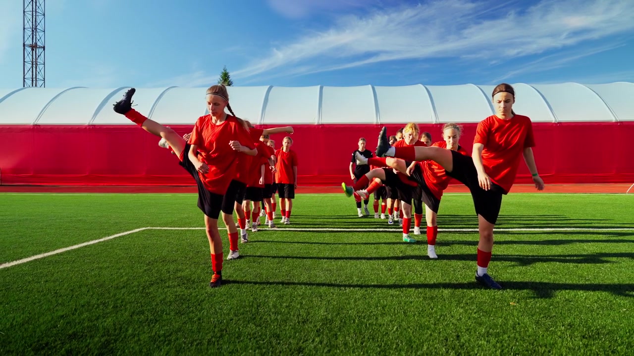 Jeugdvoetbalteam Warmt Zich Op op het Veld