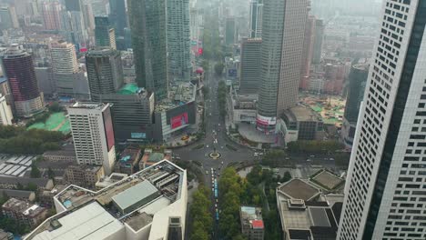 evening time nanjing city flight over central traffic street square aerial panorama 4k china