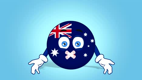 cartoon icon flag australia silence with face animation with alpha matte