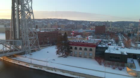 winter afternoon at duluth, city in minnesota snow