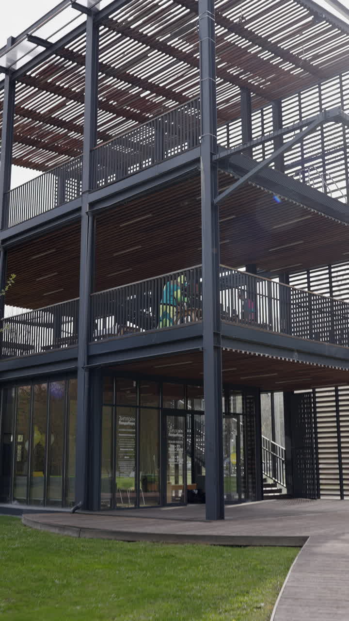 Modern Multi-Level Building with Open-Air Terrace