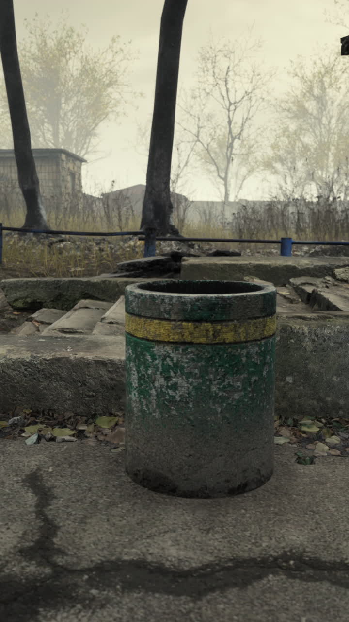 안개 속의 버려진 건물