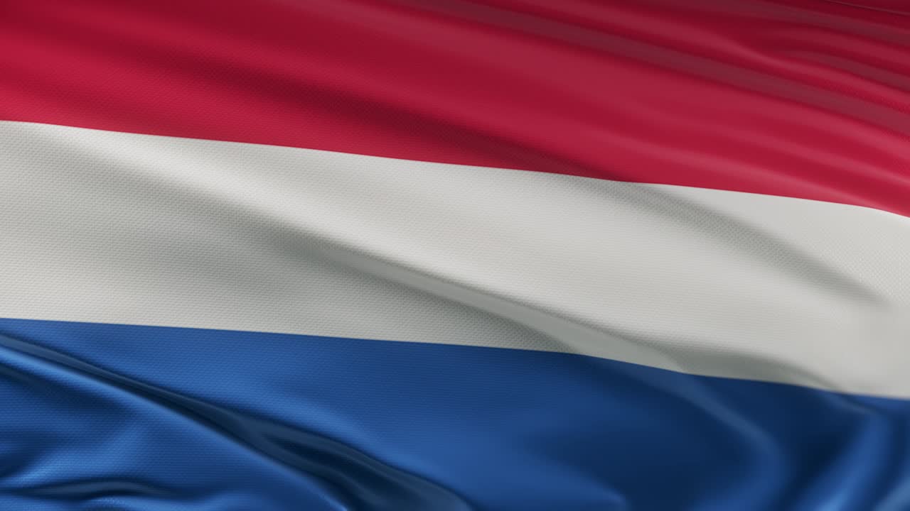 Neaderlands flag waving on wind seamles loop 3d animation. 4k resolution