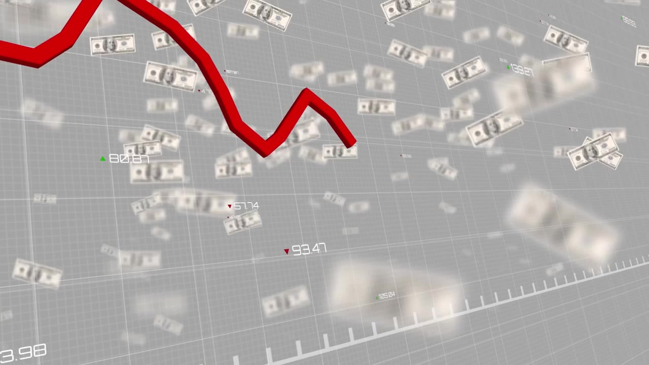 Animation of data processing over banknotes