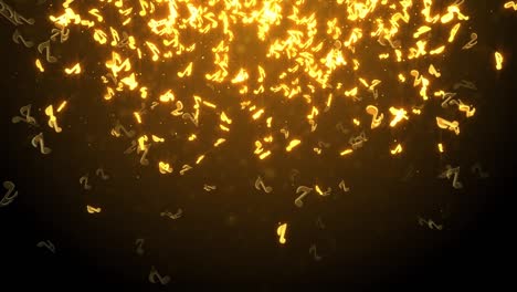 4k seamless loop animation of golden colorful musical notes for music videos.