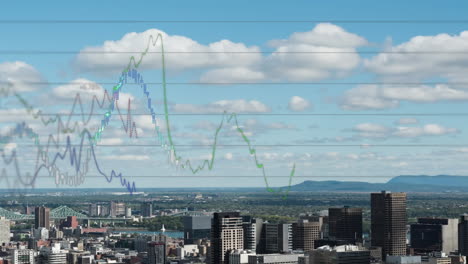 animation of statistics and data processing over cityscape