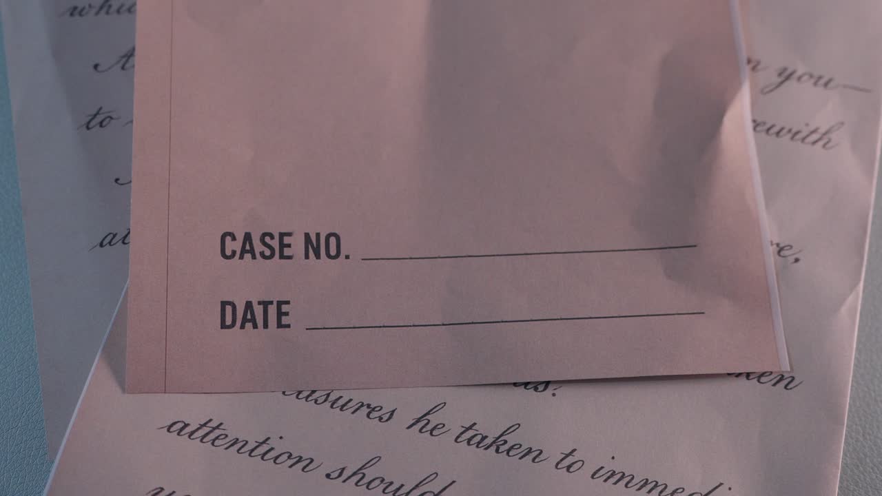 close up of empty case file envelope over vintage letter