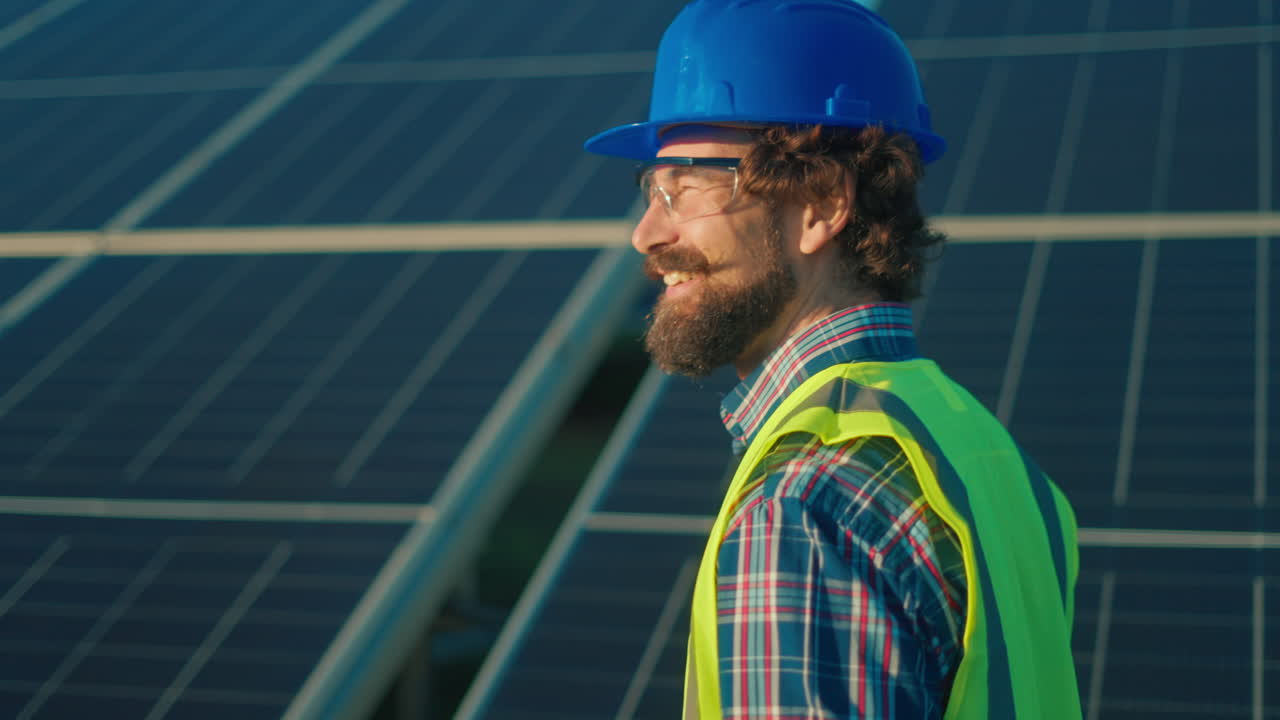 Engineer working with solar panels