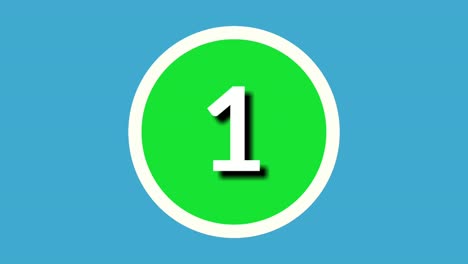 number 1 one sign symbol animation motion graphics on green circle blue background,4k cartoon video number for video elements