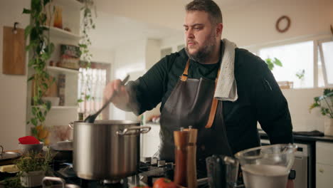 chef cooking soup