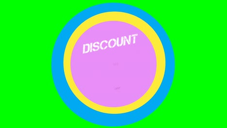 animation cartoon discount 65% off text flat style popup promotional animation green screen 4k