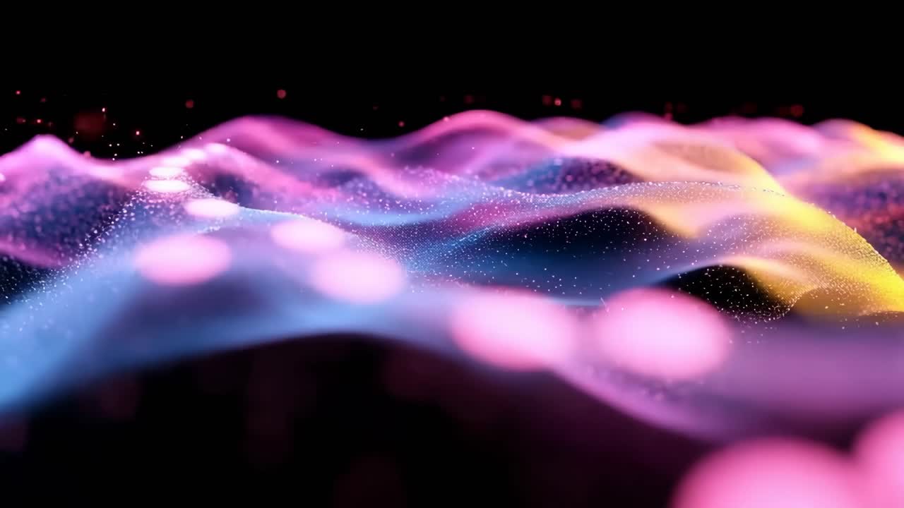 Colorful waves of light in motion. Vibrant waves of color flow gracefully against a dark background, creating a mesmerizing visual experience.