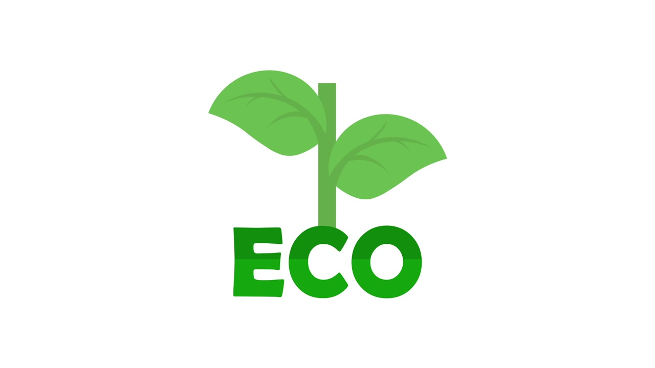 Testo ECO verde animato con logo di pianta in crescita