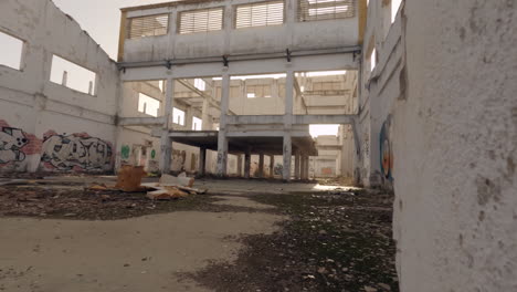 abandoned factory building used for paintball and airsoft gun matches