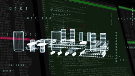 animation of circuit board and data processing over screens
