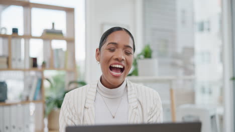 Woman,-laptop-and-online-meeting-for-company