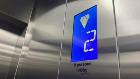 floor elevator display from third floor down to third basement in the building