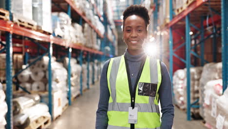 happy female warehouse worker