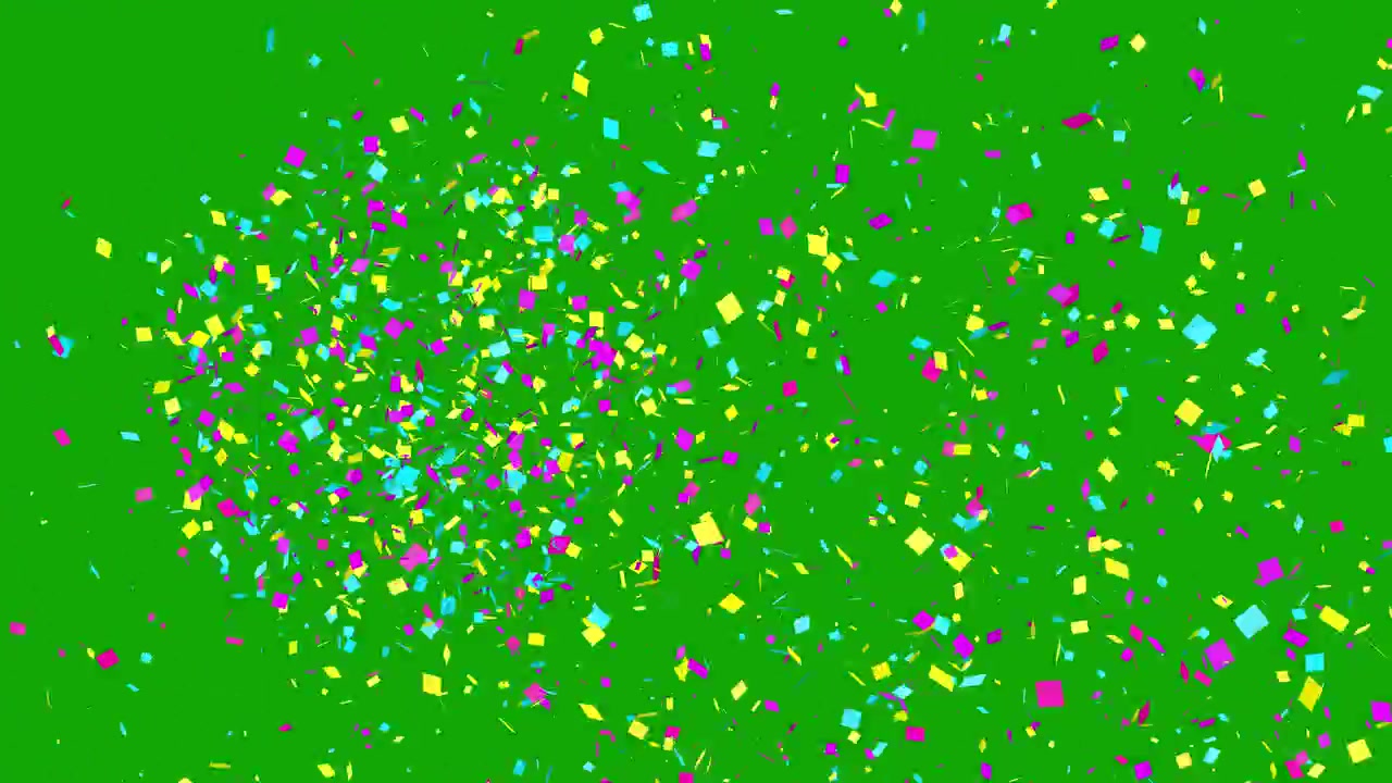 Colorful Confetti Falling Against a Green Screen Background