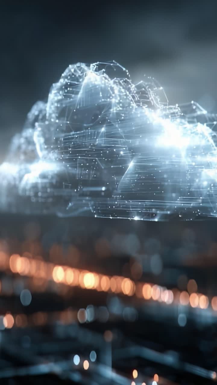 A Glimpse into the Future: Ethereal Cloud Linked with Data Connections Illuminating the Nightscape with Digital Light