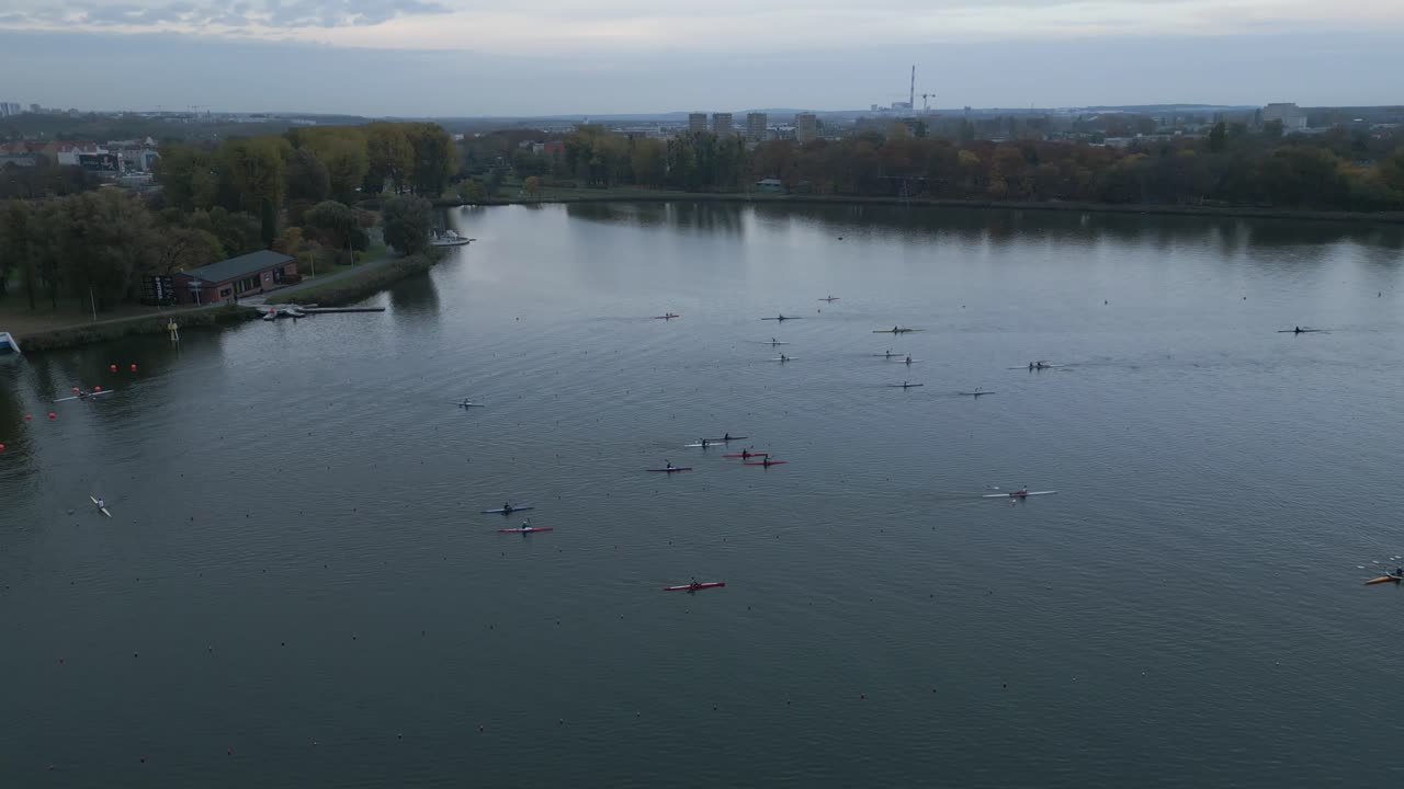 Malta-søen, Poznań, Polen, kajakker, droneoptagelse