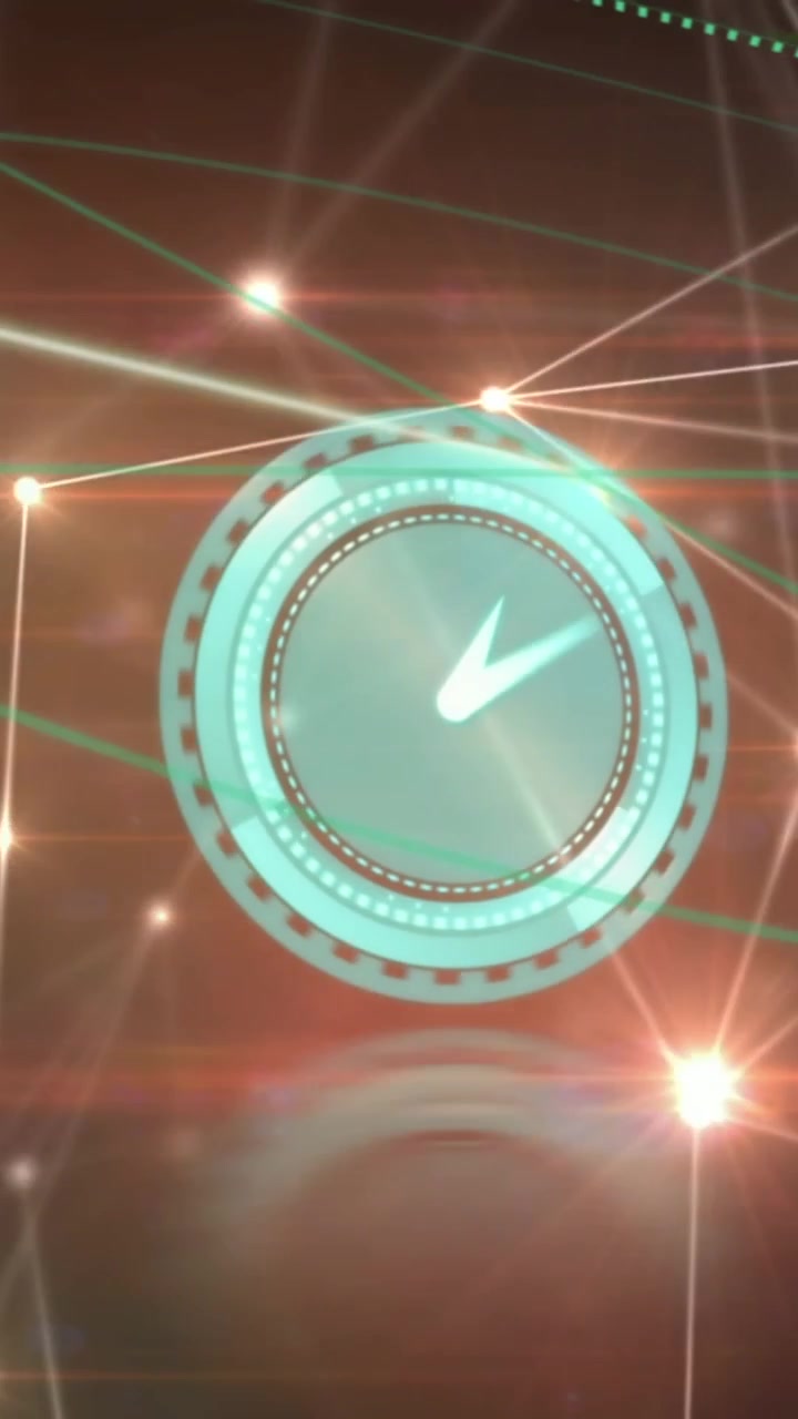 Animazione di una rete di connessioni su un orologio che si muove velocemente