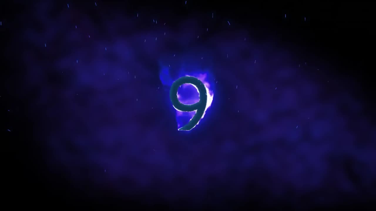 파란색 바탕에 불꽃으로 9