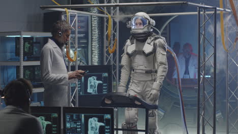 astronaut training and testing in space simulation lab