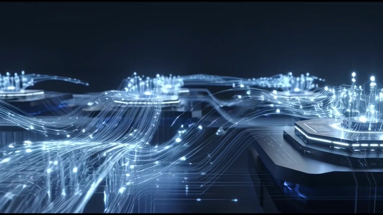 Flusso di Dati Digitali tra Chip Processore Futuristici
