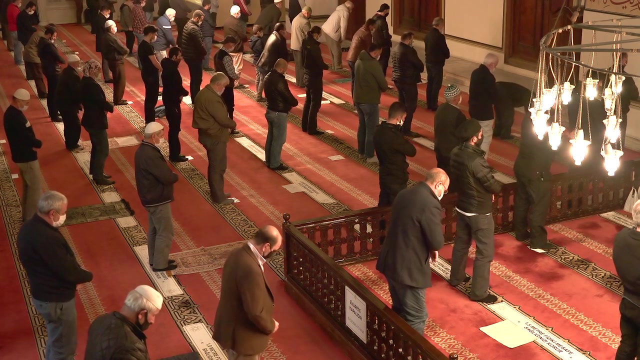 Group of Men Praying in a Mosque