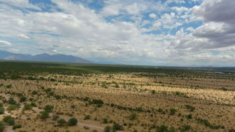 Wide-aerial-shot-of-the-desolate-Sonoran-desert-in-Arizona,-slow-moving-drone-shot