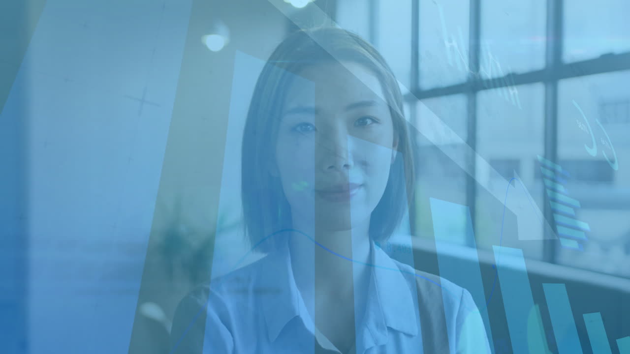 análisis de datos de negocios animación sobre la mujer en el entorno de la oficina