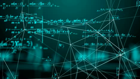 mathematical formulas move in space, science and mathematical research and development concepts. video loop