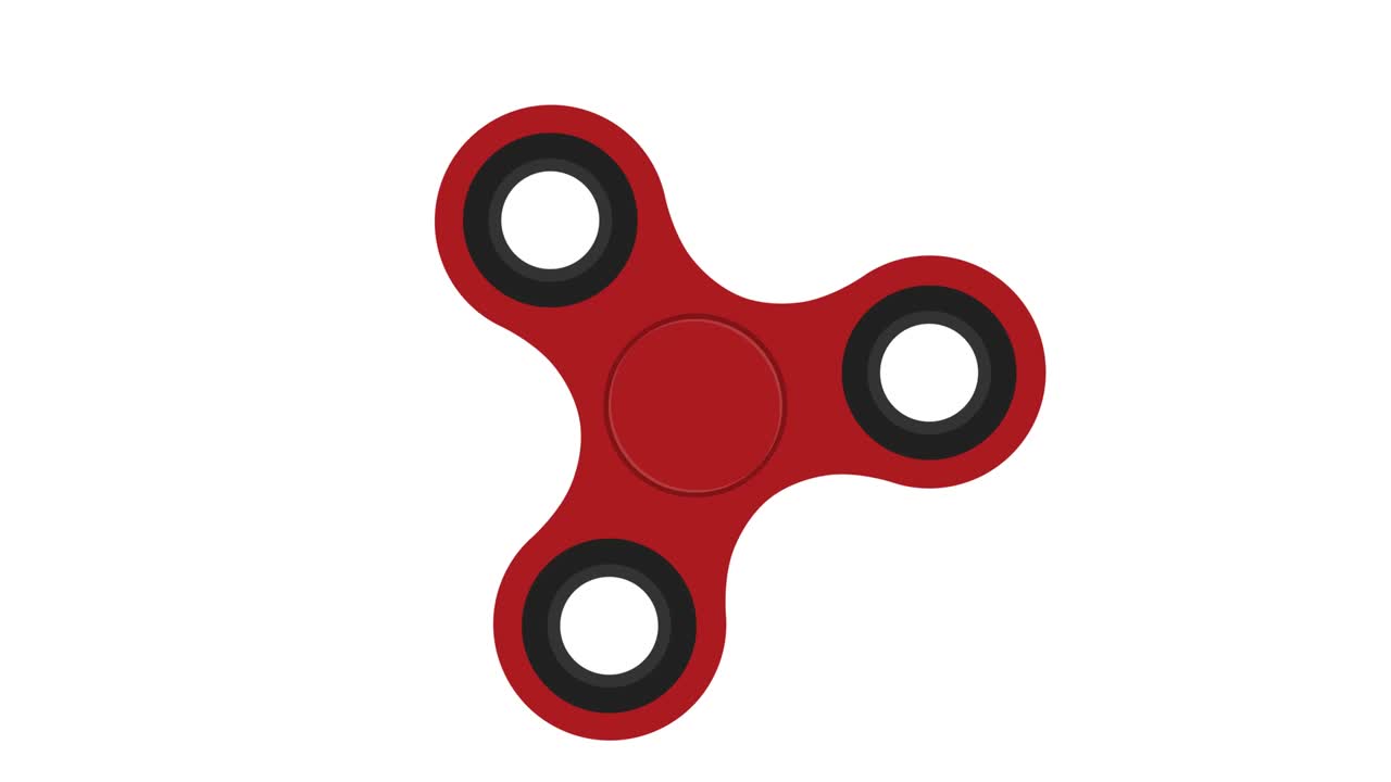 Red hand spinner spins on a white background. A toy for concentration. Motion graphics.