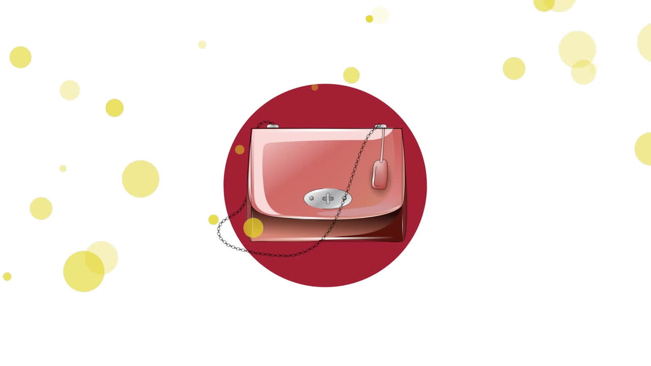 색 배경에 있는 가방 아이콘 위의 스의 애니메이션