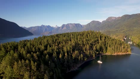 sailboat in the mountains of canada in desolation sound, canada